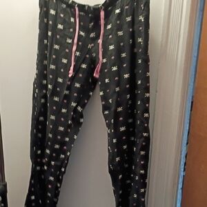 Old Navy Black Pajama Pants with Pink Drawstring